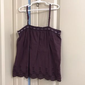 brown linen spaghetti strapped tank top